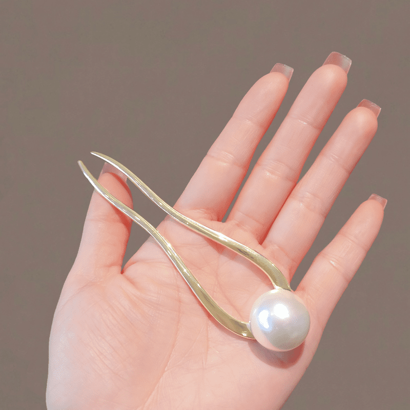 New Pearl Hairpins Korean U-shaped Metal Shell Hair Clip Pins Women Girls Hair Sticks Bun Maker Hair Styling Accessories Gifts