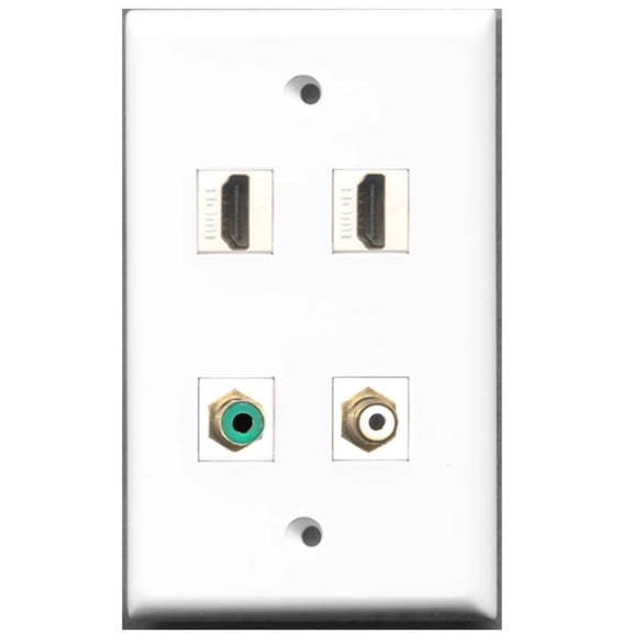 Ultra Spec Cables 2 Port HDMI 1 Port RCA 1 Port RCA Green Wall Plate
