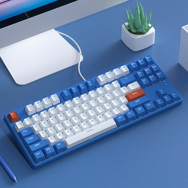Teclado inalámbrico de 87 teclas 2.4G Teclado compatible con Bluetooth (interruptor azul azul) Sywqhk Para estrenar