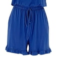 thumbnail image 6 of FAKKDUK Jumpsuits for Women Womens Solid Cotton Rompers Round-Neck Short Sleeve Short Jumpsuits for Female Ladies Summer Crew-Neck Bandage Short Jumpsuit with Pocket, XL&Blue, 6 of 8