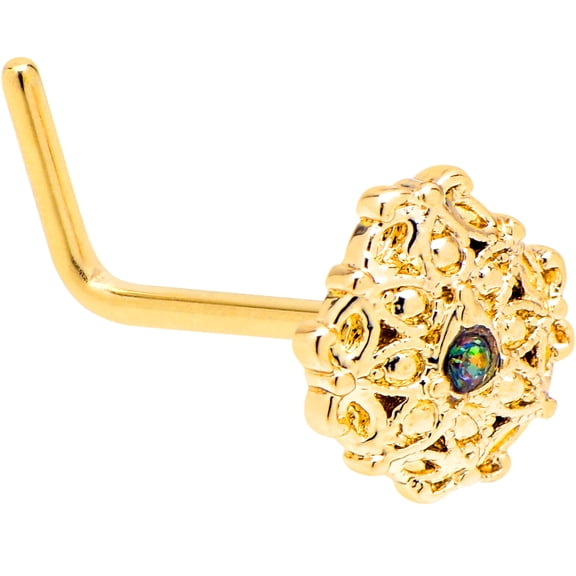 Body Candy Womens 20G 7mm 316L Stainless Steel Bright L Shaped Nose Ring Blossom Bloom Mens Nose Stud Body Piercing Jewelry