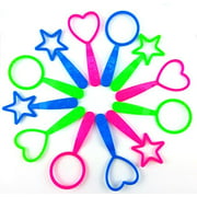 HONBAY 12pcs Mix Color Circle Star Heart Shape Bubble Wands