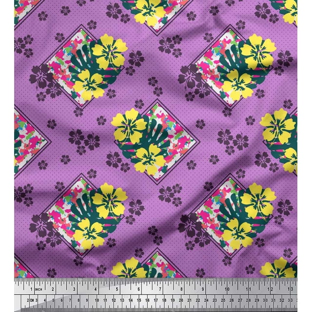 Soimoi Rayon Fabric Dot,Floral & Monstera Leaves Fabric Prints By Yard 56 Inch Wide