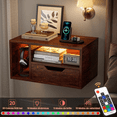 thumbnail image 4 of Mesita De Noche Flotante Con Estación De Carga Usb Marron, 4 of 6
