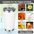thumbnail image 2 of Vaso de 20 Oz con Tapa, Vasos Aislados de Acero Inoxidable, Vaso de Café de Viaje, Vaso de Agua Aislado Al Vacío de Doble Pared a Granel para Mujer, Hombres, Ella, Él, Oficina en Casa (Blanco), 2 of 8