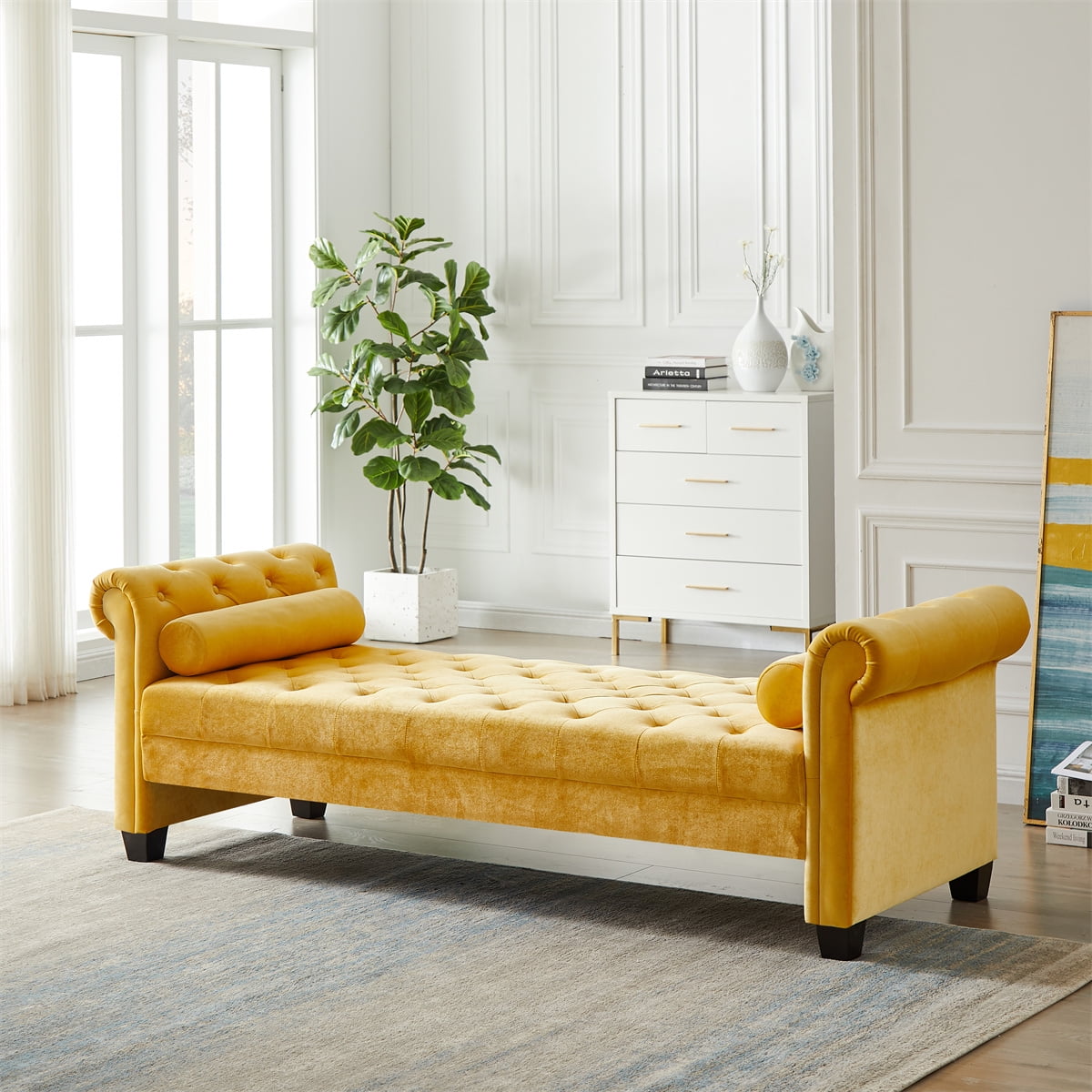 Yellow accent bench hot sale