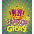 thumbnail image 3 of Mardi Gras Duvet Cover Set, Antique Crown on Vintage Radial Backdrop Letters with Checkered Pattern, Decorative 3 Piece Bedding Set with 2 Pillow Shams, Calking Size, Purple Orange Green, by Ambesonne, 3 of 3