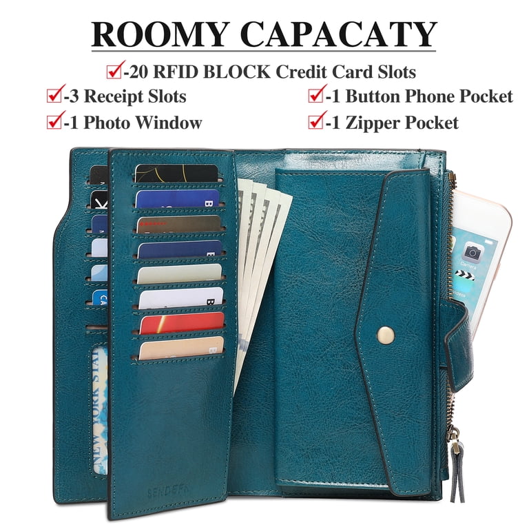 Sendefn Women's Genuine Leather RFID Wallet, Large Capacity photo 6