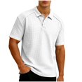 thumbnail image 2 of Men's Short Sleeve Waffle Knit Golf Shirt Raglan Tee Moisture Wicking 3-Button Placket Collared Top Summer Casual Business Performance Tennis Shirt Solid Color Classic Fit, 2 of 8