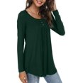 thumbnail image 2 of Tunique Décontractée à Manches Longues pour Femmes Coupe Ample T-Shirt Plissé d'Automne Blouses, 2 of 4