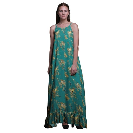 

Bimba Teal Green2 Bird Black Berry & Yellow Sparrow Nightgowns For Women Rayon Printed Spaghetti Strap Womens Nightwear Lingerie XXX-Large
