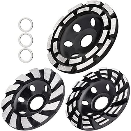 

3-Pack Diamond Cup Grinding Wheel Include 5 Inch Double Row Diamond Cup Grinding Wheel 4 Inch Three Row &12 Segs Heavy Duty Angle Grinder Wheels Sets for Grinder Polishing Masonry Angle Grinding