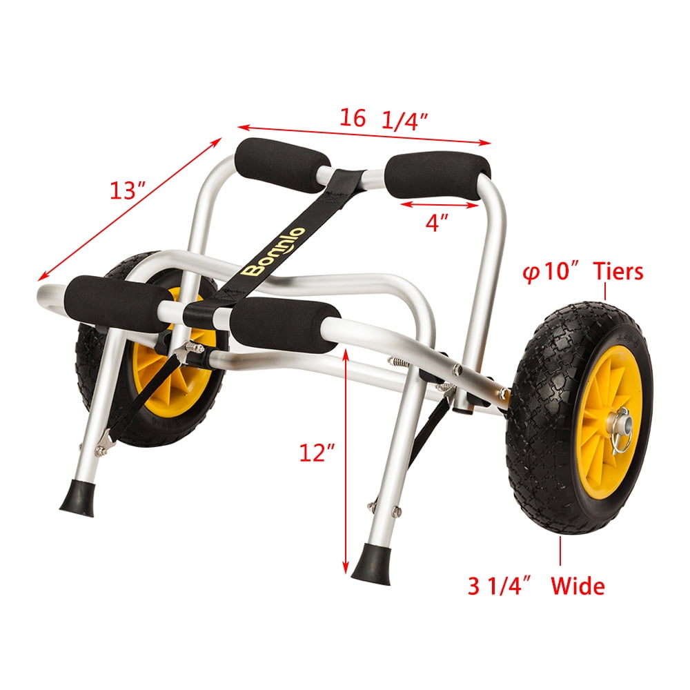 Bonnlo Boat Kayak 20x2mm Aluminum Canoe Cart Carrier Dolly Trailer