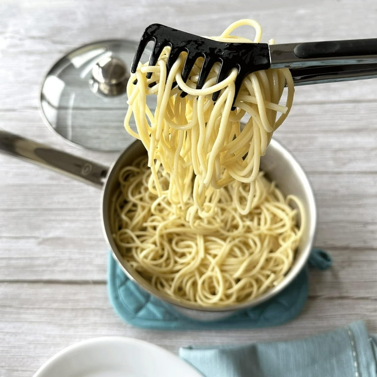 Stainless Steel Kitchen Tongs - 9.8 Inch Pasta & BBQ Serving Utensil With Silicone