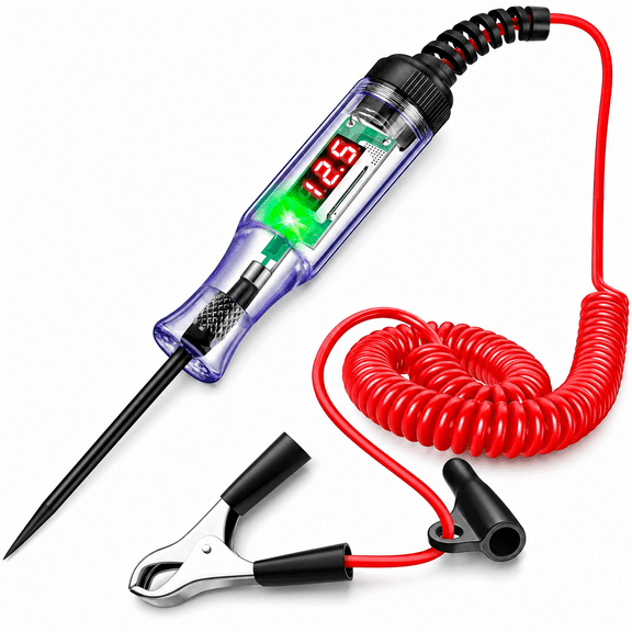 Automotive Test Light 5-90V Digital LED Circuit Tester with Voltage Display, Auto Bidirectional Voltage Tester, Electric Test Pen with Extended Spring Wire & Probe for Car RV Fuse Checker