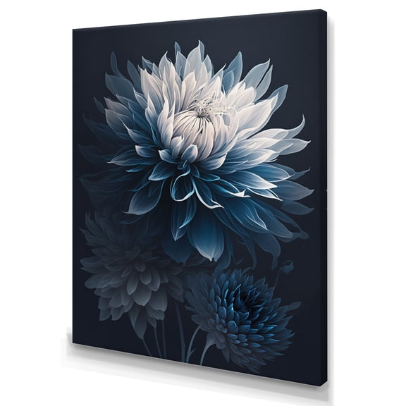 Designart Hyperrealistic Blue And White Flower II Canvas Wall Art