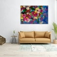 thumbnail image 2 of Colorful Oil Painting of Pink, Yellow and Red Flowers - Wrapped Canvas Print Wall Art | 18" W x 12" H, 2 of 4