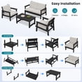 thumbnail image 5 of SERWALL 5 Pieces Outdoor HDPE Patio Furniture Sets, Conversation Sets with Cushions, 2 Armchairs & 1 Loveseat & 1 Coffee Table for Poolside, Balcony, Porch & Backyard, Black / Khaki, 5 of 7