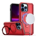 thumbnail image 2 of Bemz Case for iPhone 15 Plus with Slim Heavy-Duty Armor Defender Wireless Charger Magnetic Kickstand Cover, Glass Screen Protector, Vertical Rugged Nylon Belt Holster Pouch (Red), 2 of 9