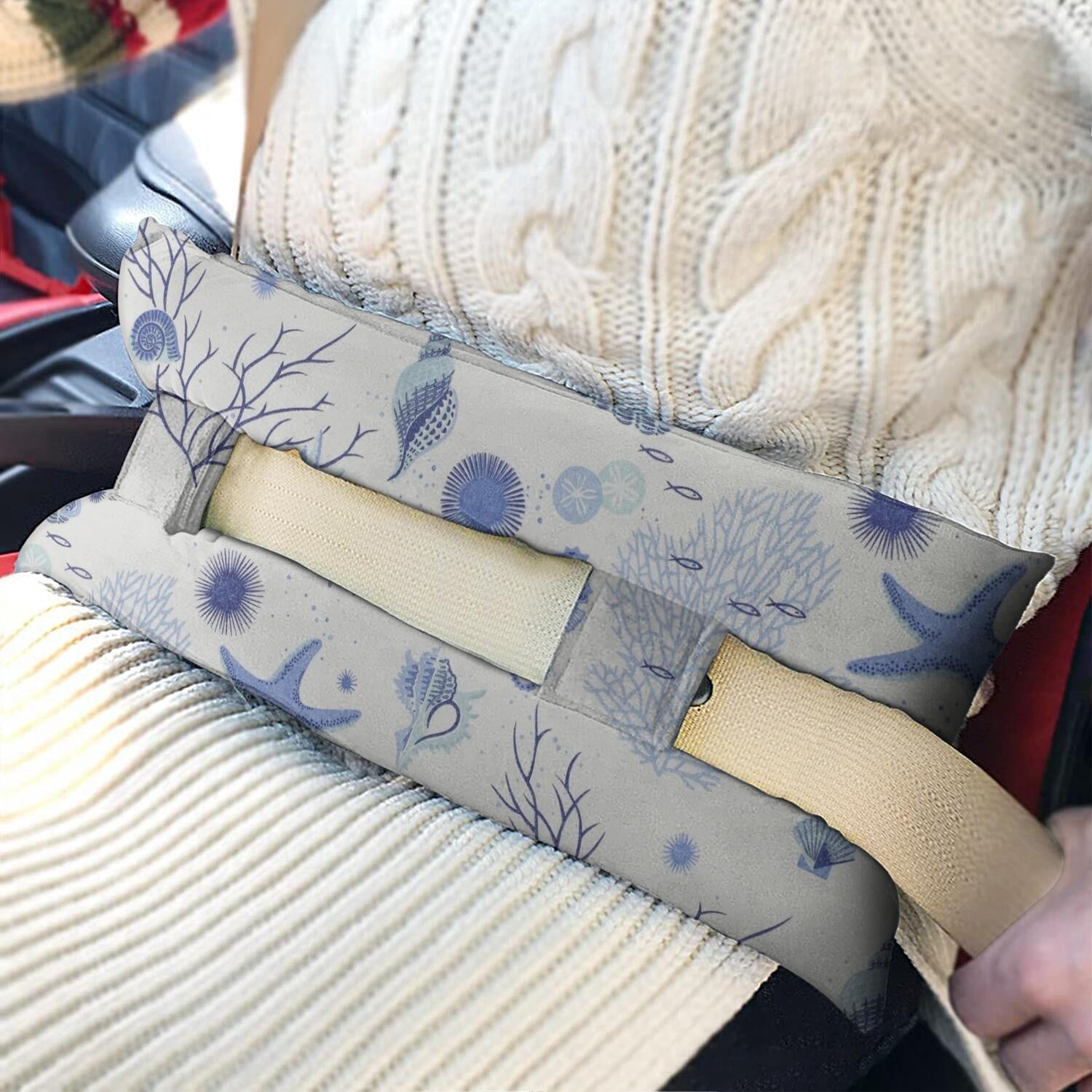 Seaside-Themed Mastectomy Seatbelt Pillow - Post-Surgery Recovery Cushion with Watercolor Ocean Starfish Design - Breast Cancer Port Heart Surgery Comfort Pad