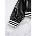 thumbnail image 5 of Manyakai Kids Girls Shiny Metallic Jackets Boys Long Sleeve Motorcycle Coats Outerwear Hip Hop Jazz Black 14, 5 of 8