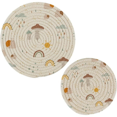 

Tangkunup Mushroom Trivets Pot Holders Set of 2 Decoration Potholders for Kitchens Pure Cotton Thread Weave Trivets Hot Pads for Kitchens Coasters Placemats Spoon Rest for Cooking