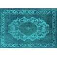 thumbnail image 1 of Ahgly Company Indoor Rectangle Oriental Turquoise Blue Industrial Area Rugs, 2' x 5', 1 of 4