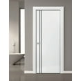 thumbnail image 5 of Slab Barn Door Panel 18 x 80 inches | Planum 0016 White Silk with Frosted Glass | Sturdy Finished Interior Doors | Pocket Closet Sliding, 5 of 6