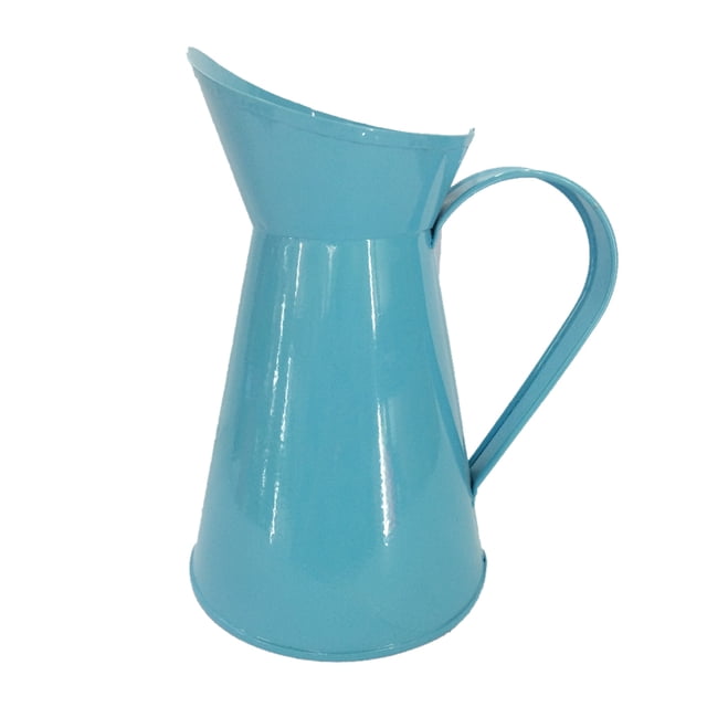 Jarrón de metal estilo campestre, maceta, soporte para jarras, centro de mesa retro para bodas Azul