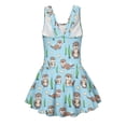 thumbnail image 2 of COEQINE Girls One Piece Bathing Suit, Scoop U-Neck & V Back Playful Swimsuit with Attached Skirt, Beach Swim Dress for Kids Age 3-4, Machine Washable, Otter Seagrass Blue, 2 of 8