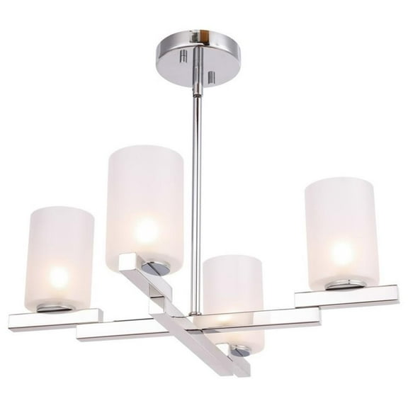 Woodbridge Lighting Jewel 4-Light Cylinder Glass Chandelier in Sand/Chrome