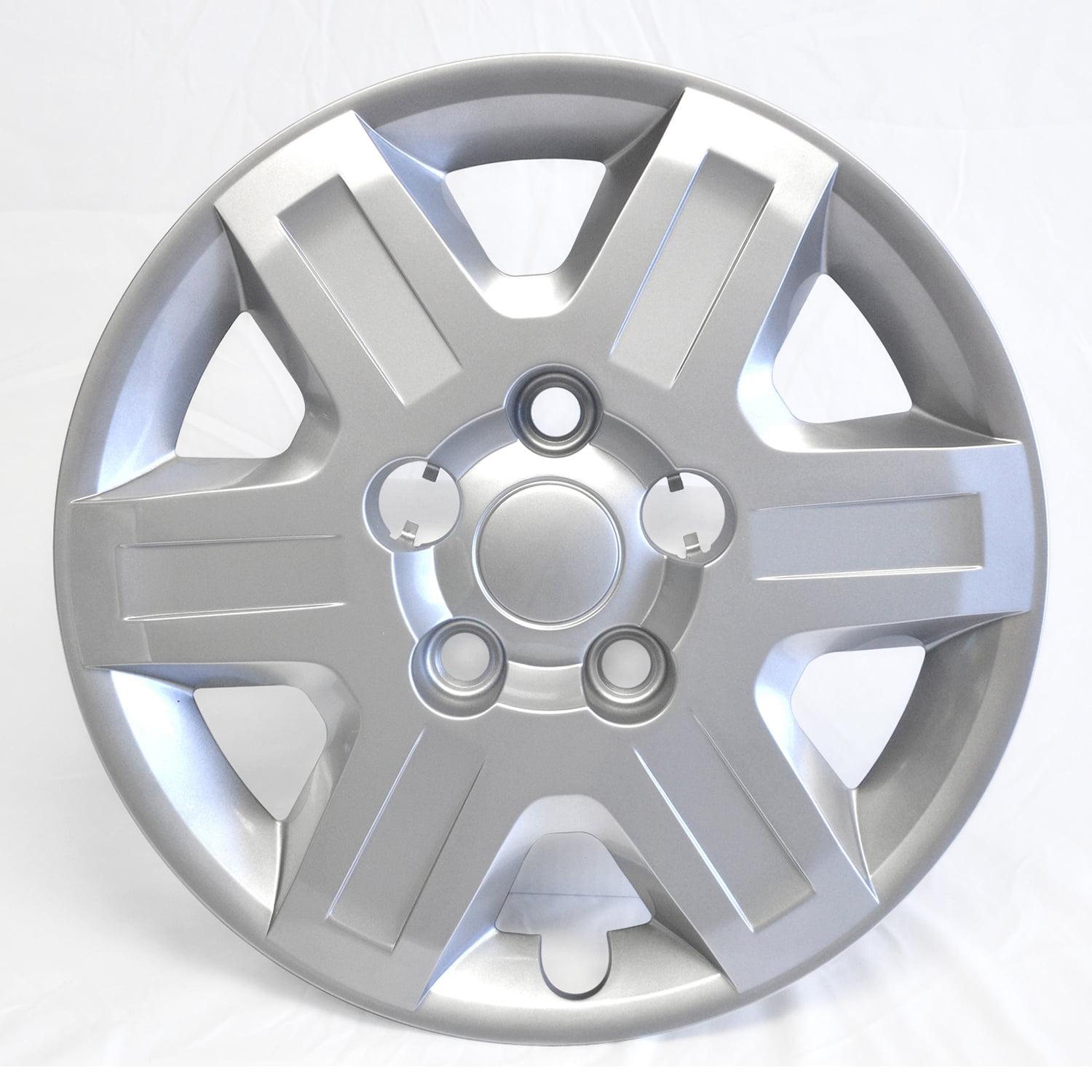 New Wheel Covers Hubcaps Fits 2008-2013 Dodge Grand Caravan; 16 Inch; 6 Spoke; Silver Color; Plastic; Set of 4; Bolt On 