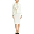 thumbnail image 2 of MODA NOVA Juniors 2 Pieces Casual Suit Tweed Trim Blazer Jacket and Skirt Set XS White, 2 of 5