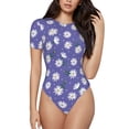 thumbnail image 1 of Fotbe Daisies Flowers Body de Mujer con Cuello Redondo y Mangas Cortas, Sin Mangas Ajustado, Suave, Cómodo y Básico-X-Large, 1 of 7