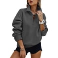 thumbnail image 2 of VV AVEORS Plus Size Sweatshirt For Women Half Zip Quarter Zipper Pullover Hoodies Tops Fall Fashion 2026 Casual Workout Sweaters Tops Dark Gray S, 2 of 6