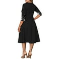 thumbnail image 3 of LilyLLL Womens Elegant Cocktail Party 3/4 Sleeve Skater Swing Dress Plus Size, 3 of 3