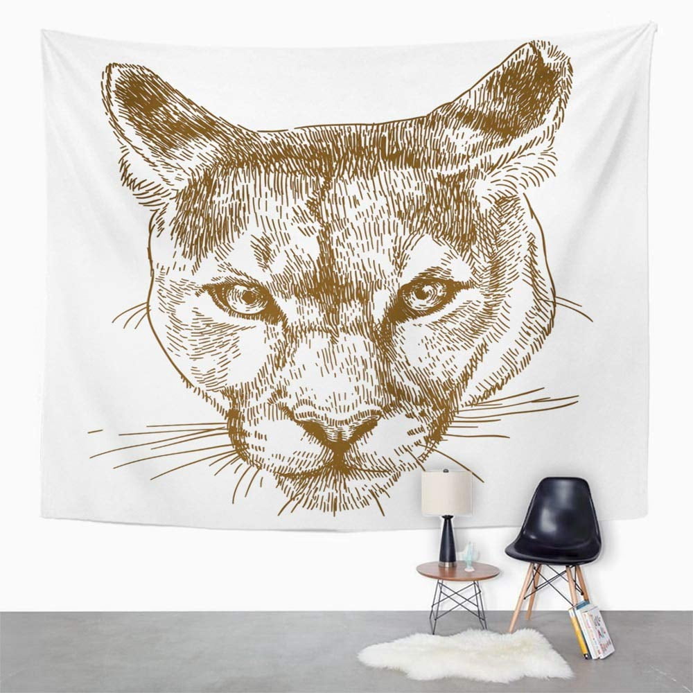 XDDJA Panther Antique Engraving Cougar Head Wall Art Hanging Tapestry Home Decor for Living Room Bedroom Dorm 51x60 inch Walmart