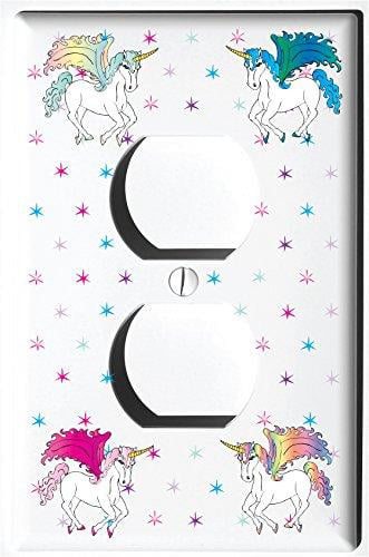Single Toggle Caticorn Light Switch Plate and Outlet Covers Cat Unicorn Childrens Room Nursery Decor 