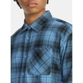 thumbnail image 4 of No Boundaries Collared Cotton Boxy Cropped Fit Flannel Shirt, Men's and Big Men's Sizes XS-5XL, 4 of 5
