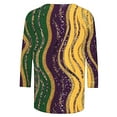 thumbnail image 5 of successthop Mardi Gras Womens Plus Size Tops 3/4 Sleeve Loose with Crew Neck Polyester Casual Mask Printed Mardi Gras Celebrations Blouse Tops for Mardi Gras Event Purple 3XL, 5 of 5