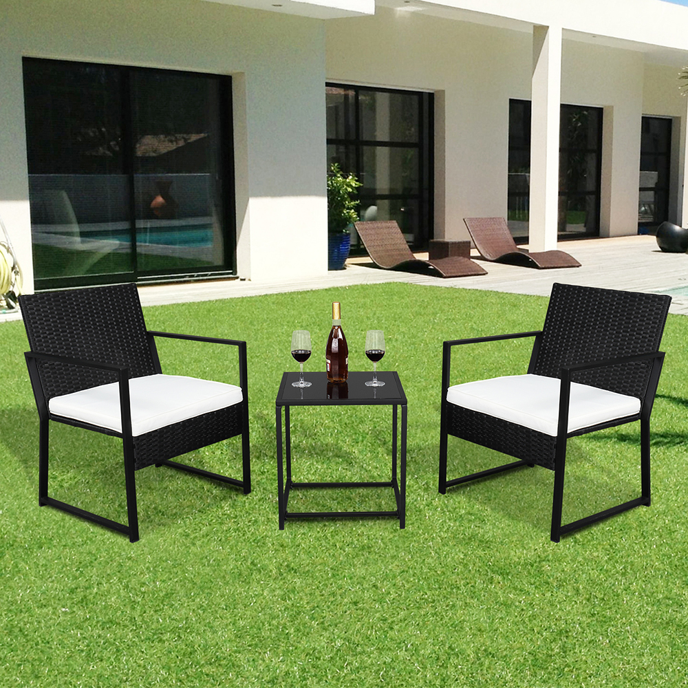Wicker Patio Chair Set, 3 Piece Modern Bistro Set, Outdoor Patio Conversation Sets, Wicker Rattan Sectional Chairs with Coffee Table for Backyard, Porch, Garden, Balcony, Deck and Poolside, K2609 - image 4 of 10