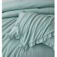 thumbnail image 4 of Chezmoi Collection Nora 3-Piece Aqua Ruffled Edge Trim Microfiber Comforter Set, Queen Size, 4 of 9