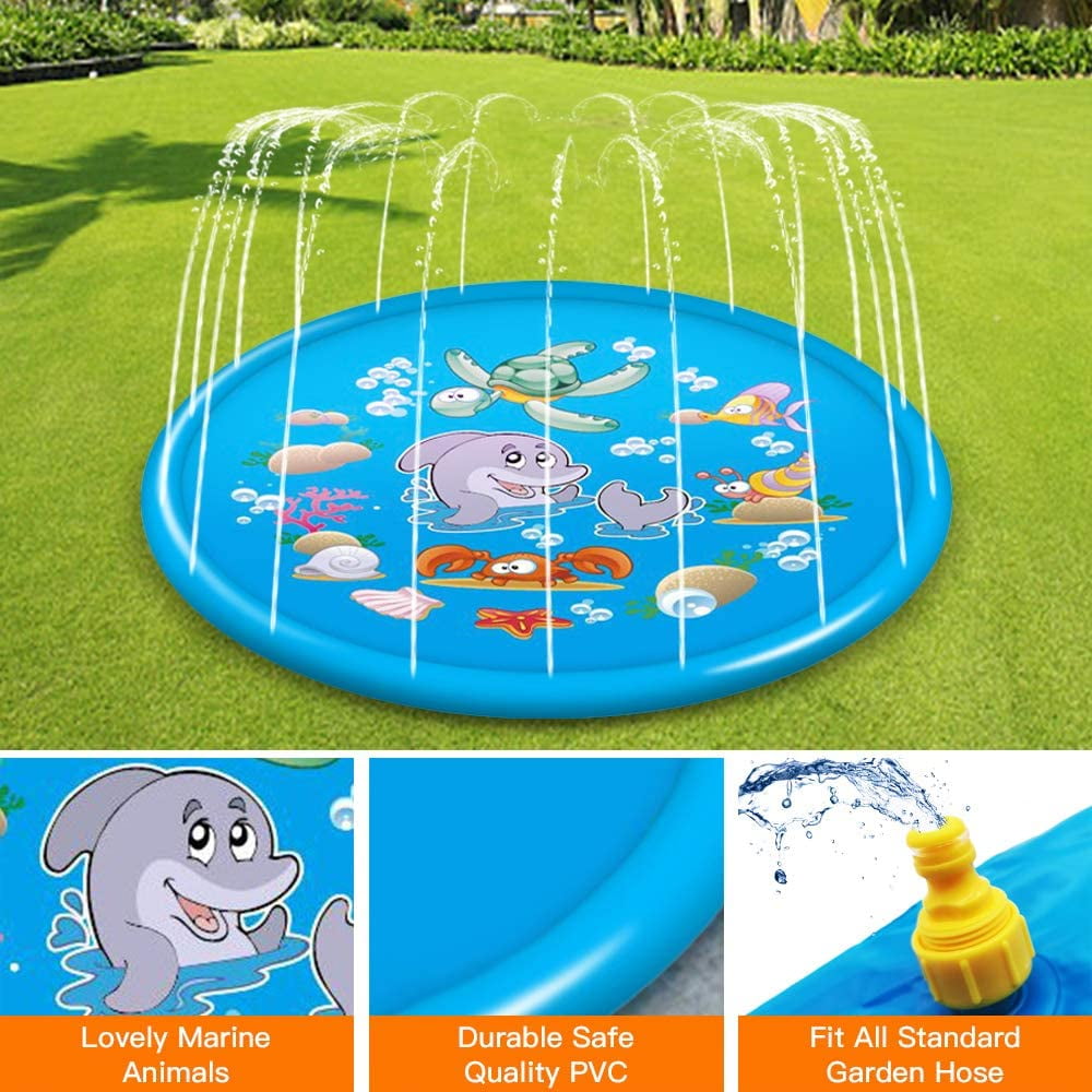 Sprinkler Pad,Splash Play Wading Pool 68"Sprinkle Summer Outdoor Party Water Toy