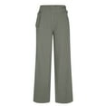 thumbnail image 5 of Womens Wide Leg Trousers Loose Mid Rise Pants with Metal Buckle Dark Gray L, 5 of 7