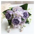 thumbnail image 1 of Ramo de flores artificiales de rosas de seda blanca, decoración del hogar for bodas, arreglo de flores de peonía falsa, 1 of 7