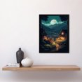 thumbnail image 2 of Full Moon Over Traditional Chalet Houses in Peaceful Village Painting Mountainside Bright Lit Windows on Clear Moonlit Night Art Print Framed Poster Wall Decor 12x16 inch, 2 of 3