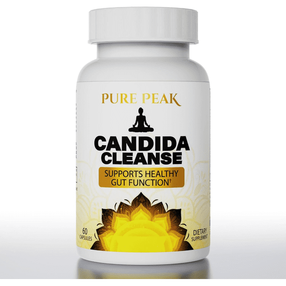 Pure Peak Candida Cleanse - Gut & Colon Support (60 Capsules) - for Men & Women - Natural Herbs for Intestinal Detox - Oregano Leaf, Wormwood, Black Walnut, Caprylic Acid