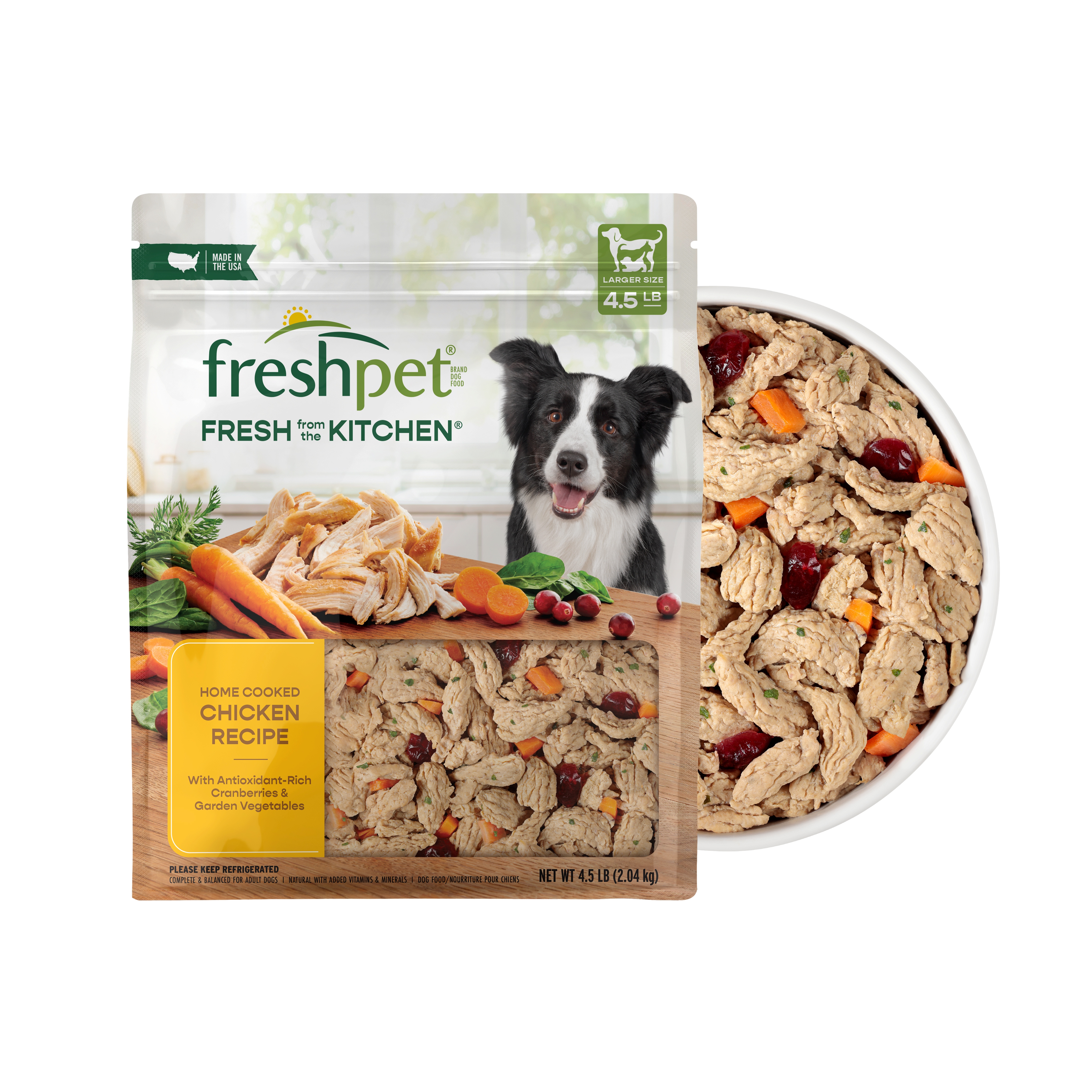 Freshpet Fresh Dog Food, Fresh From The Kitchen, Home Cooked Chicken Recipe, 4.5 lb.
