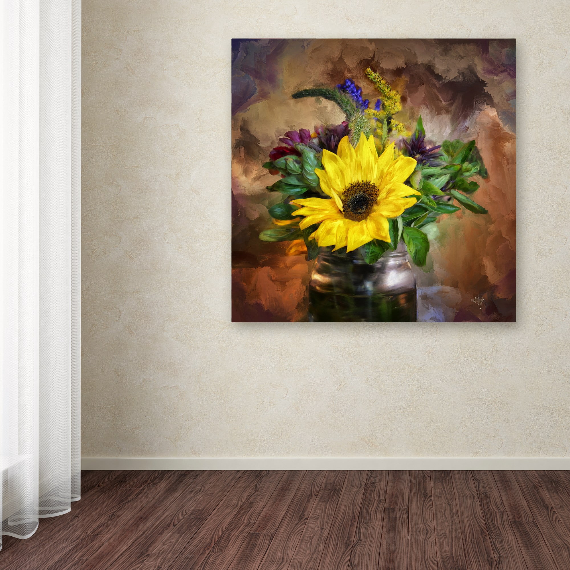Trademark Fine Art "A Jar of Wildflowers" Canvas Art by Lois Bryan