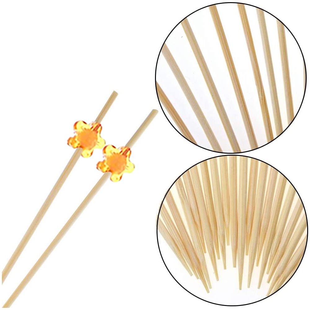 Fenteer Pack of 100 Multi Handmade Natural Bamboo Cocktail Sticks Eco-Friendly Appetizer Skewers for Cocktail Appetizers Fruits Dessert